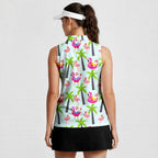 Amazing Santa Claus Flamingo On The Beach-Women Sleeveless Polo Shirt-Gerbera Prints