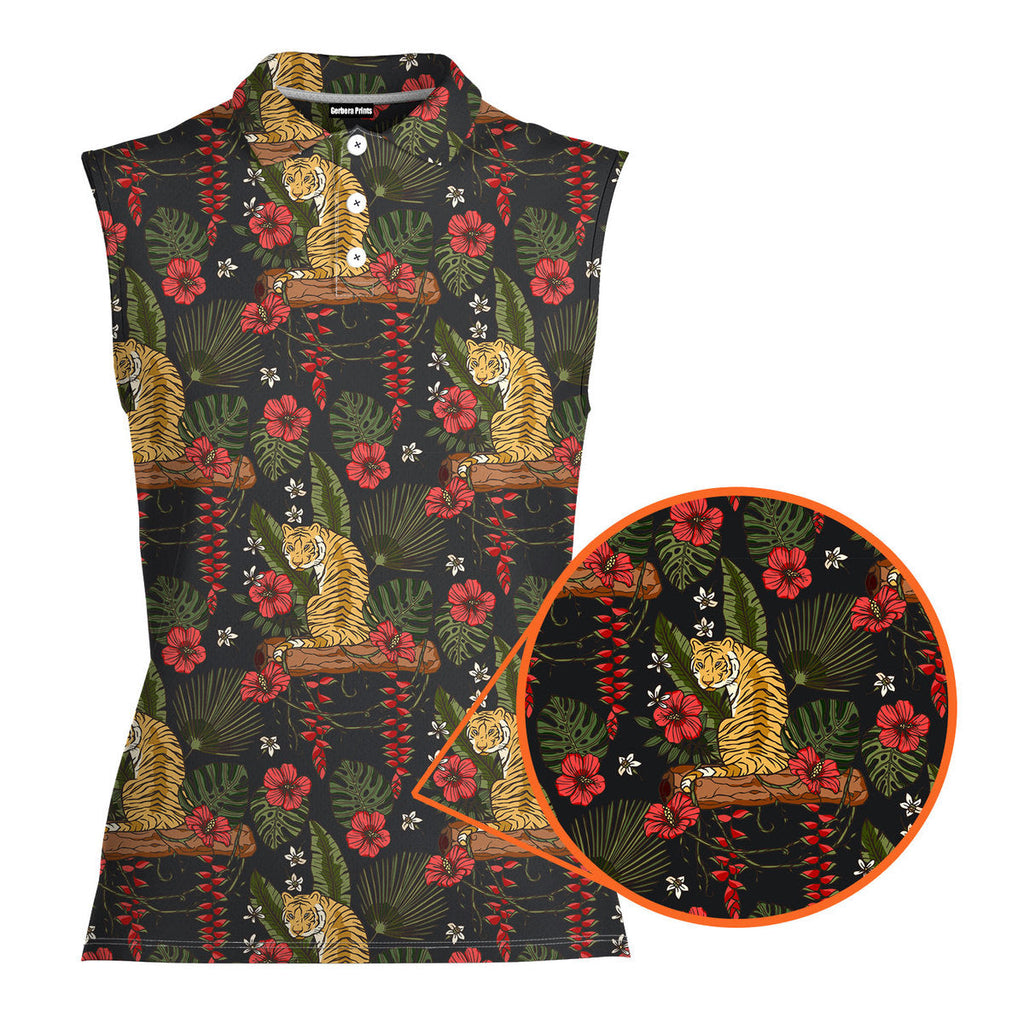 Be A Jungle Tiger Not A Zoo Tiger-Women Sleeveless Polo Shirt-Gerbera Prints