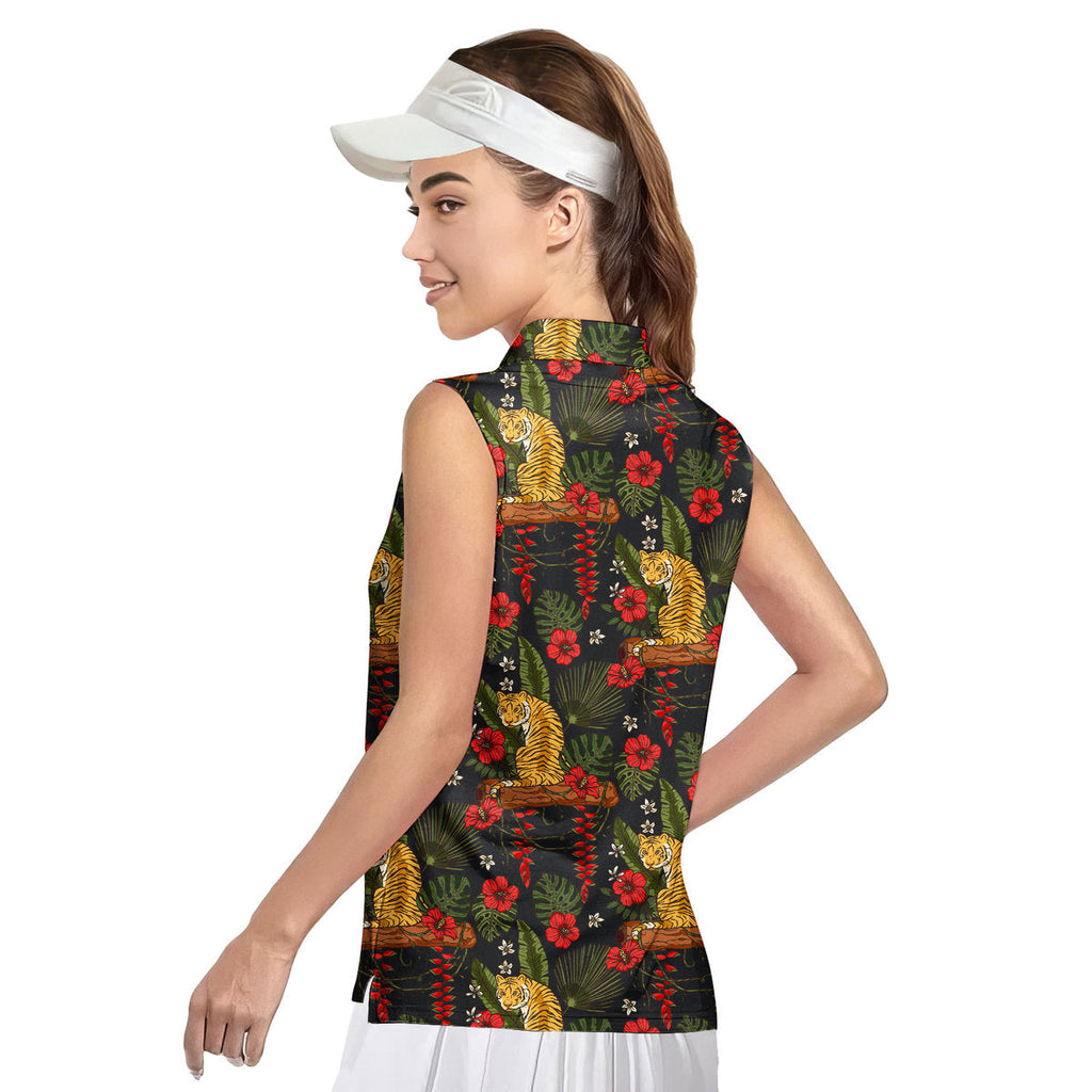 Be A Jungle Tiger Not A Zoo Tiger-Women Sleeveless Polo Shirt-Gerbera Prints