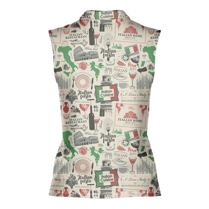 Italian Flag In Retro Style - Ladies Sleeveless Golf Polo Shirt