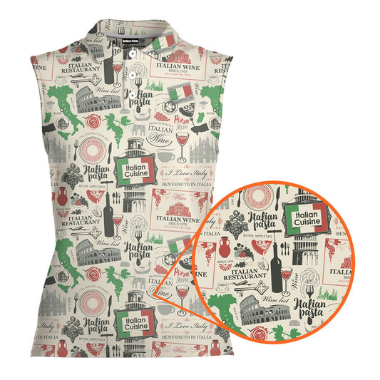 Italian Flag In Retro Style - Ladies Sleeveless Golf Polo Shirt