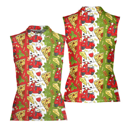 Italy Flag Pattern - Ladies Sleeveless Golf Polo Shirt