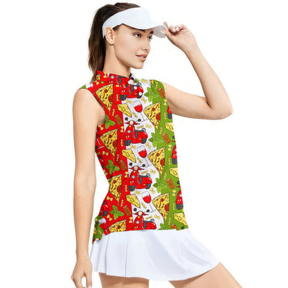 Italy Flag Pattern - Ladies Sleeveless Golf Polo Shirt