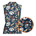 Lucky Dice Skull Aloha-Women Sleeveless Polo Shirt-Gerbera Prints