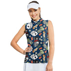 Lucky Dice Skull Aloha-Women Sleeveless Polo Shirt-Gerbera Prints