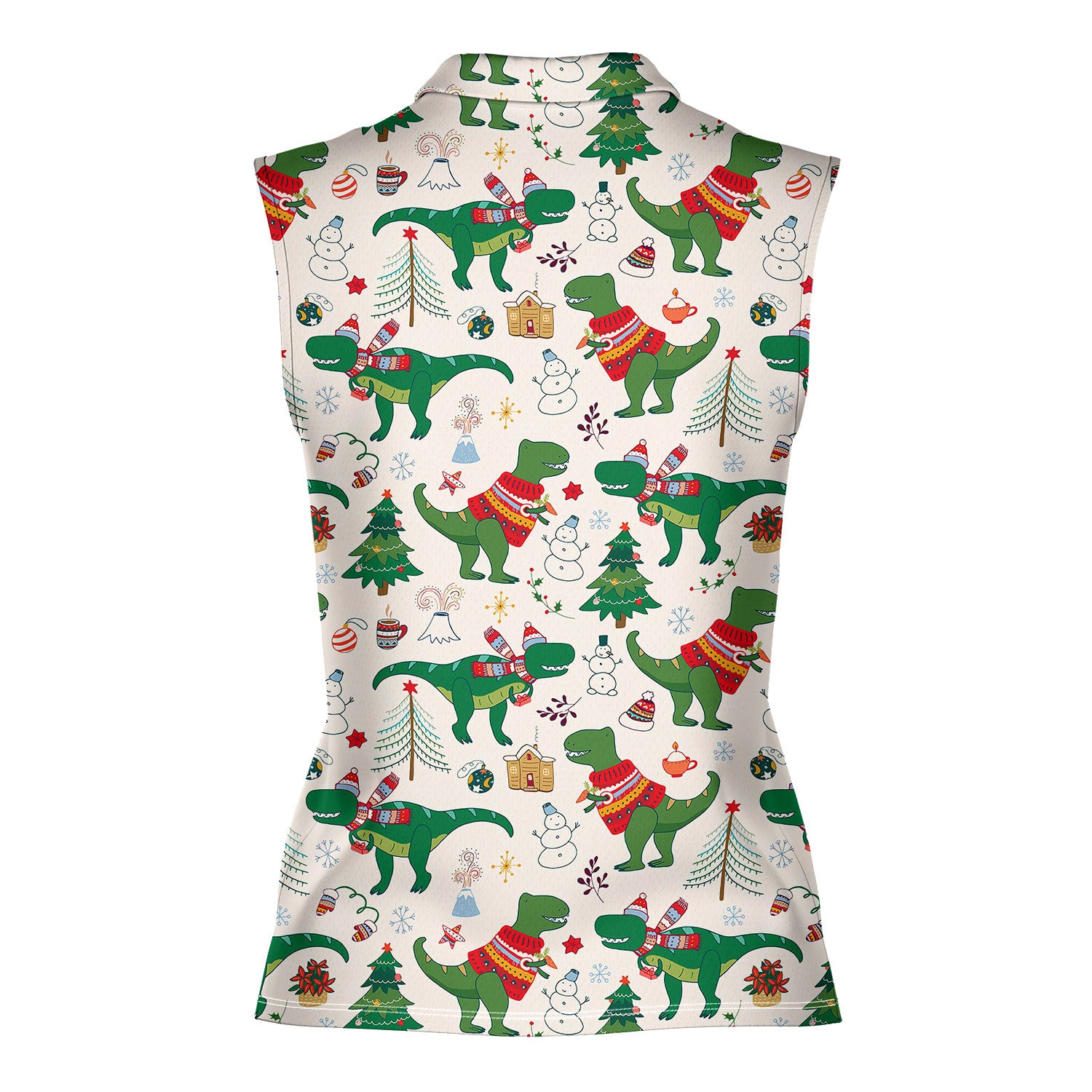 Dinosaur Rex Christmas In July-Women Sleeveless Polo Shirt-Gerbera Prints