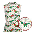 Dinosaur Rex Christmas In July-Women Sleeveless Polo Shirt-Gerbera Prints