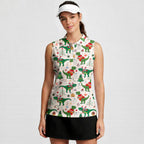 Dinosaur Rex Christmas In July-Women Sleeveless Polo Shirt-Gerbera Prints