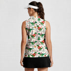 Dinosaur Rex Christmas In July-Women Sleeveless Polo Shirt-Gerbera Prints
