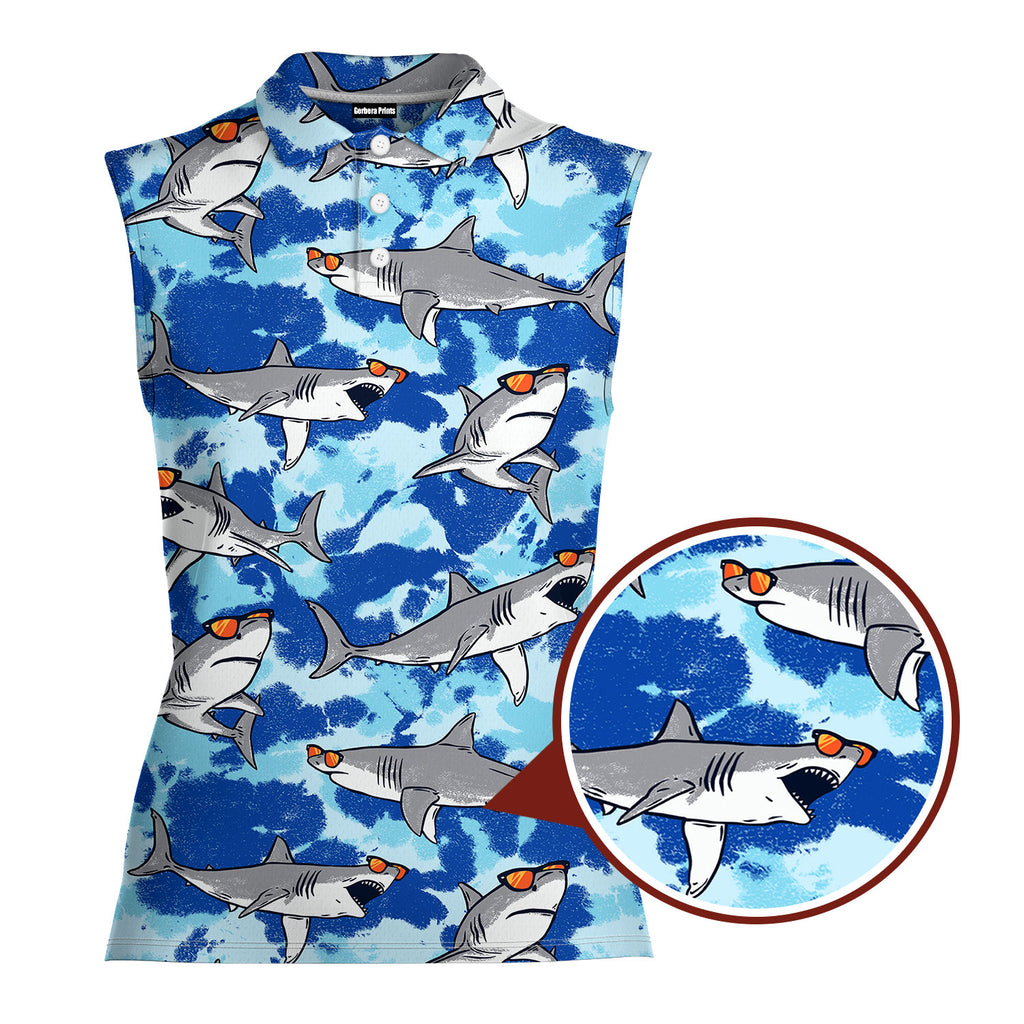 Love Shark-Women Sleeveless Polo Shirt-Gerbera Prints