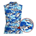 Love Shark-Women Sleeveless Polo Shirt-Gerbera Prints