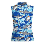 Love Shark-Women Sleeveless Polo Shirt-Gerbera Prints