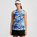 Love Shark-Women Sleeveless Polo Shirt-Gerbera Prints