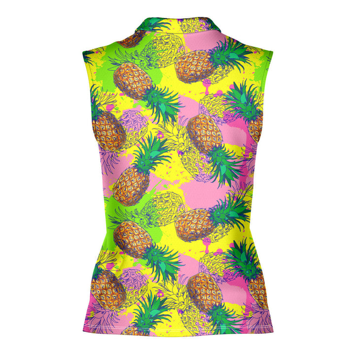 Pineapple Colorful - Ladies Sleeveless Golf Polo Shirt