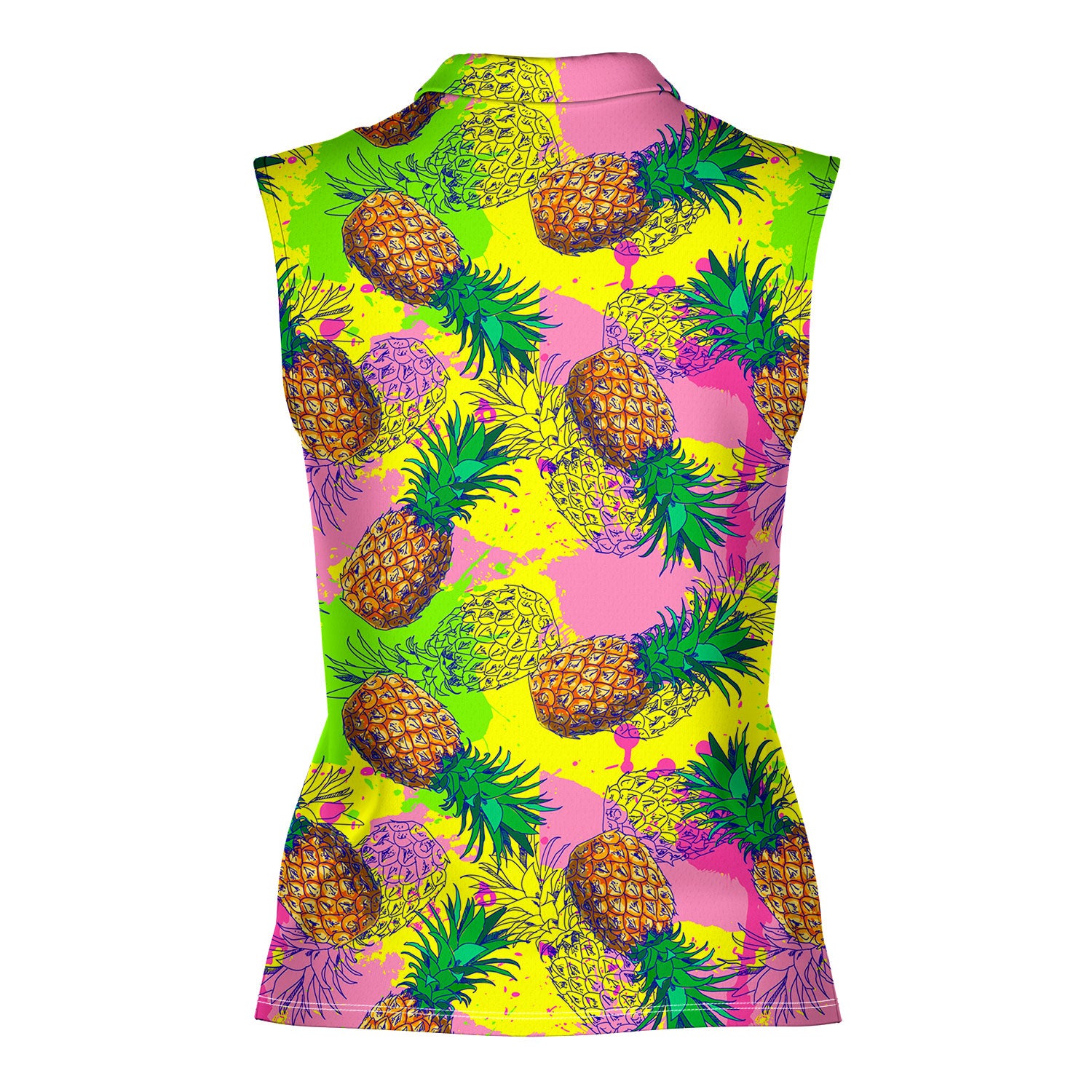 Pineapple Colorful-Women Sleeveless Polo Shirt-Gerbera Prints