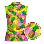 Pineapple Colorful-Women Sleeveless Polo Shirt-Gerbera Prints