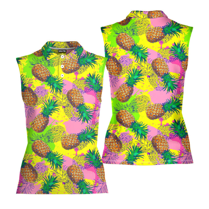 Pineapple Colorful - Ladies Sleeveless Golf Polo Shirt