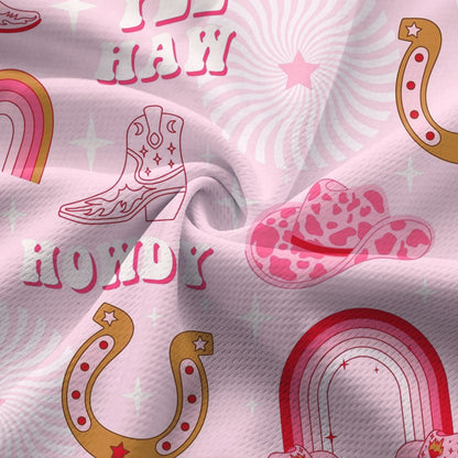 Rodeo Cowgirl Retro Horseshoe Cactus Pink - Ladies Sleeveless Golf Polo Shirt