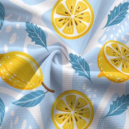 Blue Tropical Fresh Lemon With Mint Leaves - Ladies Sleeveless Golf Polo Shirt