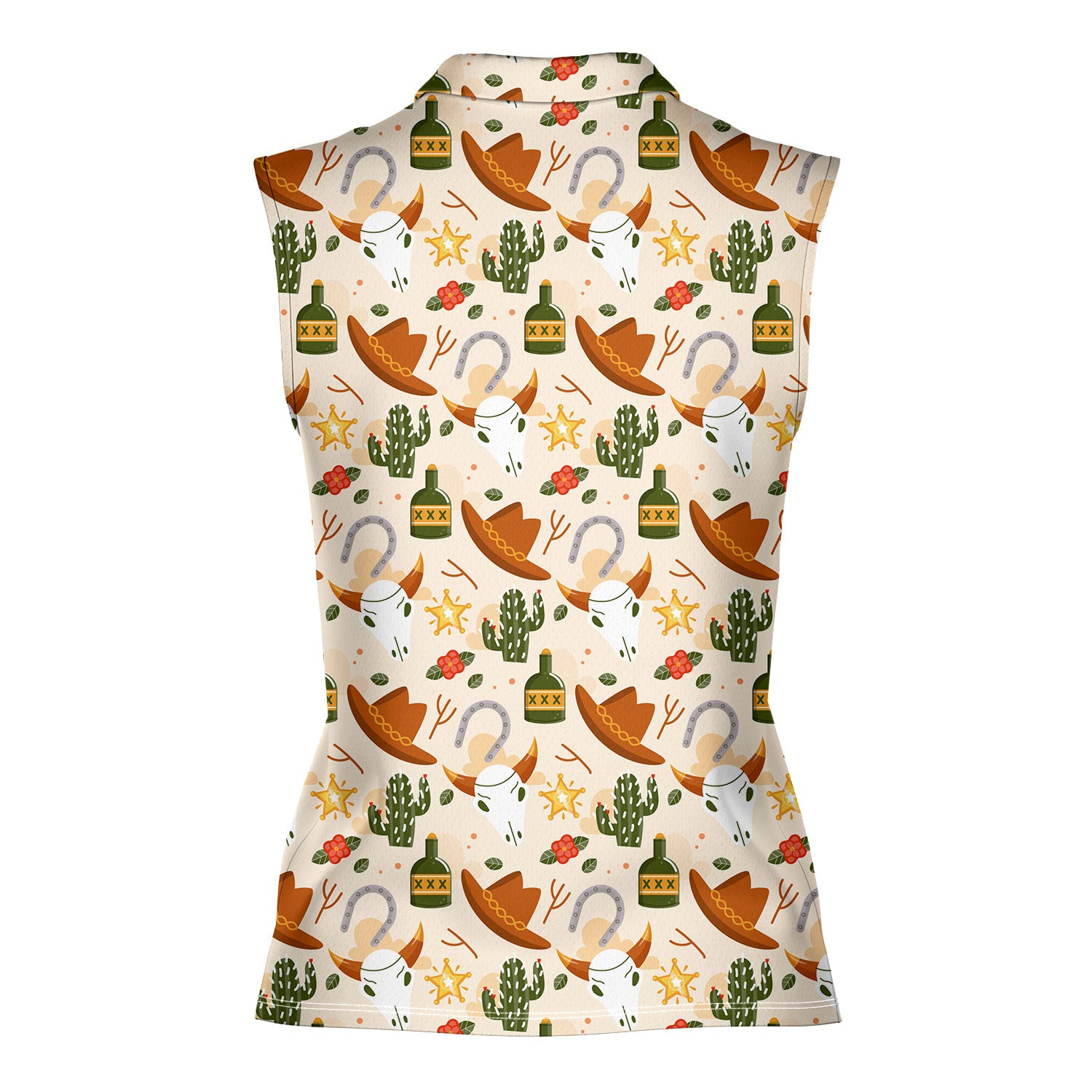 Cowboy Cowgirl Gift For Western Lovers Light Orange-Women Sleeveless Polo Shirt-Gerbera Prints