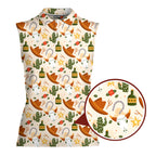 Cowboy Cowgirl Gift For Western Lovers Light Orange-Women Sleeveless Polo Shirt-Gerbera Prints