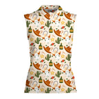 Cowboy Cowgirl Gift For Western Lovers Light Orange-Women Sleeveless Polo Shirt-Gerbera Prints