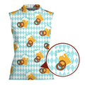 Oktoberfest Beer And Pretzels Blue Checkered-Women Sleeveless Polo Shirt-Gerbera Prints