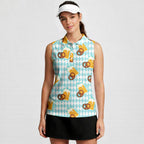 Oktoberfest Beer And Pretzels Blue Checkered-Women Sleeveless Polo Shirt-Gerbera Prints