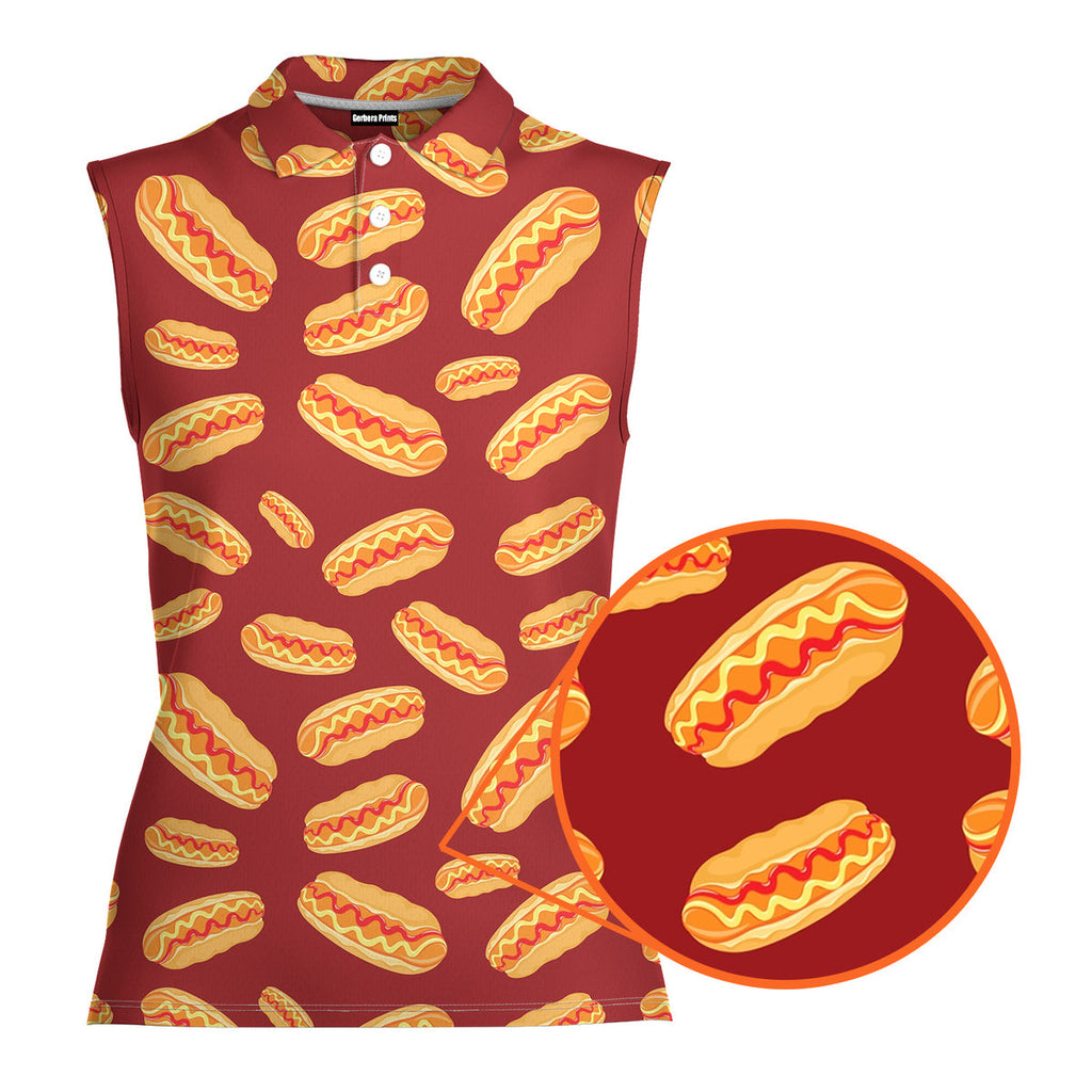 Love Hot Dog Red National Hot Dog Day-Women Sleeveless Polo Shirt-Gerbera Prints