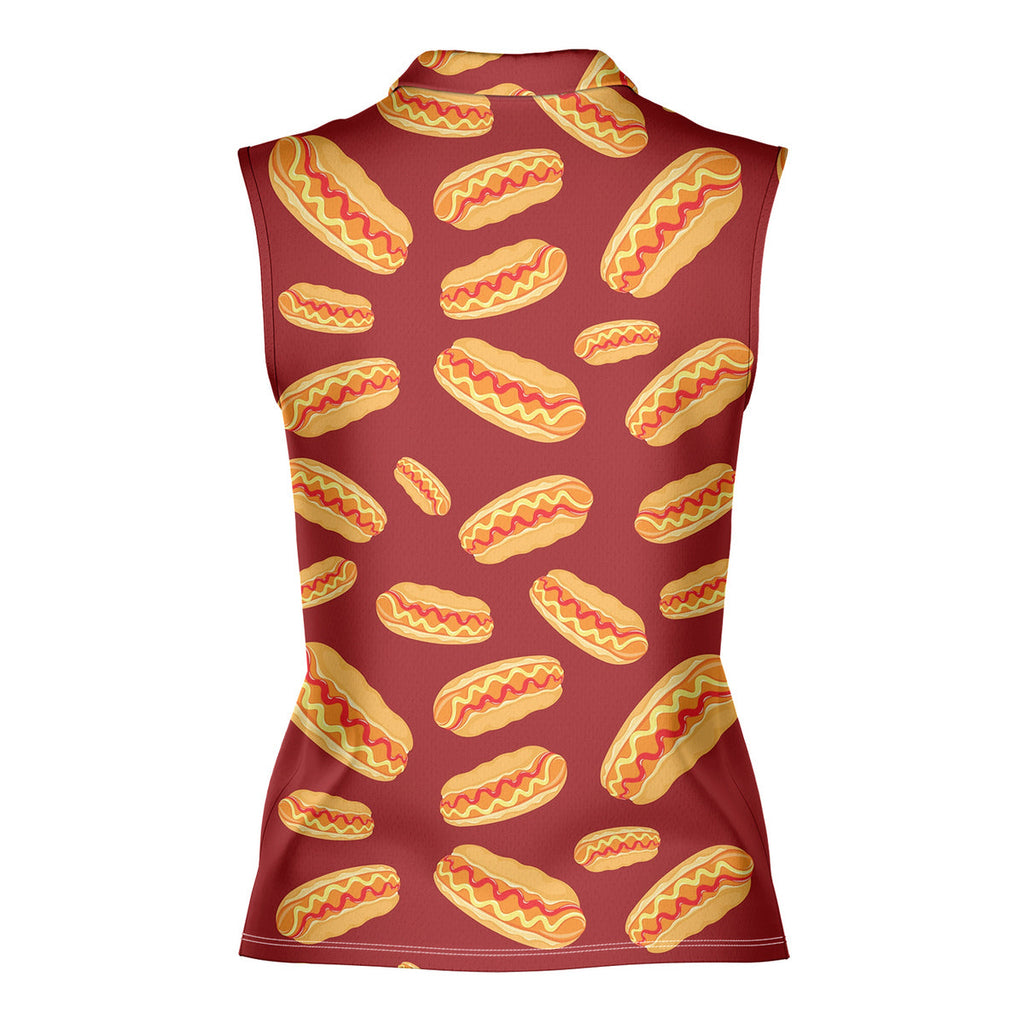 Love Hot Dog Red National Hot Dog Day-Women Sleeveless Polo Shirt-Gerbera Prints