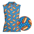 Retro Hot Dog National Hot Dog Day-Women Sleeveless Polo Shirt-Gerbera Prints