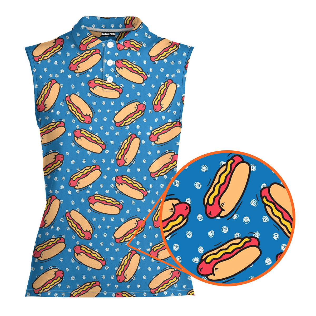 Retro Hot Dog National Hot Dog Day - Ladies Sleeveless Golf Polo Shirt