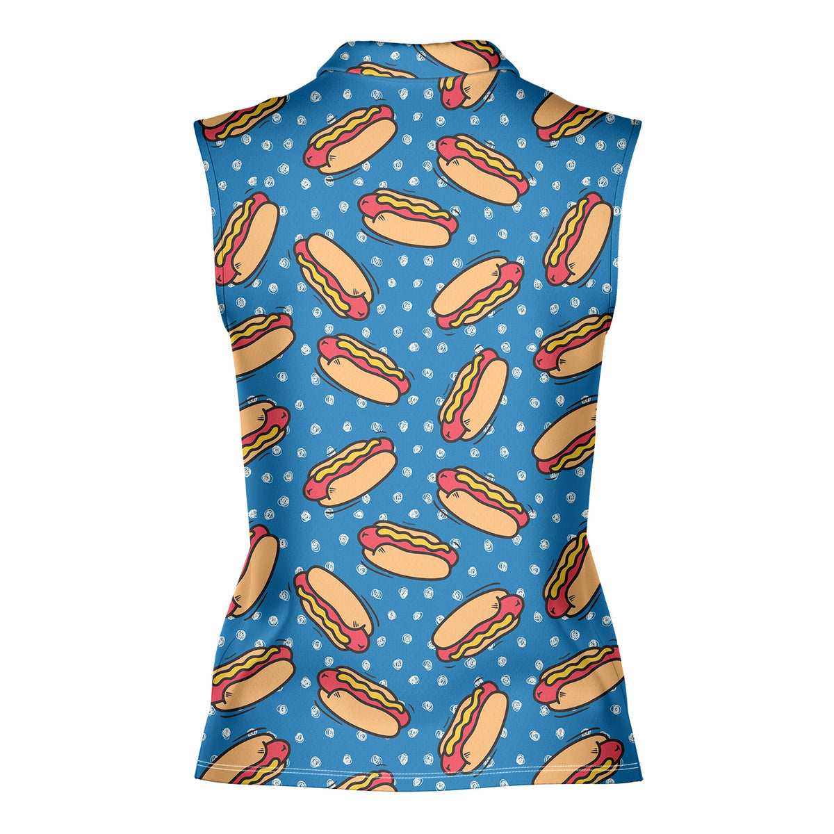 Retro Hot Dog National Hot Dog Day - Ladies Sleeveless Golf Polo Shirt