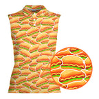 Hot Dogs Lover National Hot Dog Day-Women Sleeveless Polo Shirt-Gerbera Prints