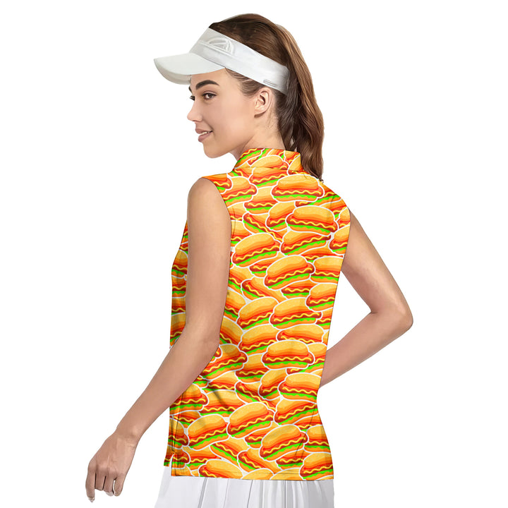 Hot Dogs Lover National Hot Dog Day - Ladies Sleeveless Golf Polo Shirt
