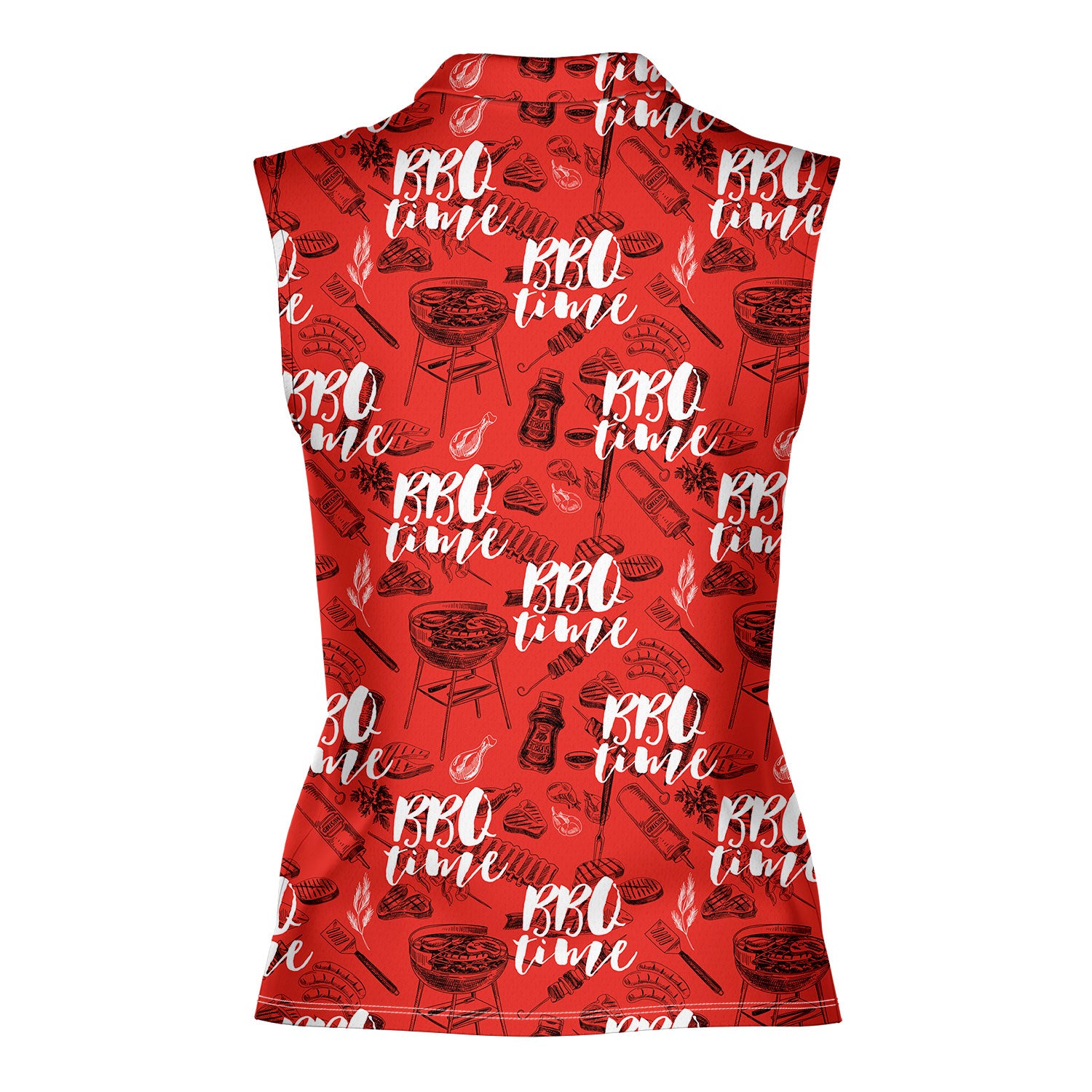 Grill And Barbecue National BBQ Day Red-Women Sleeveless Polo Shirt-Gerbera Prints