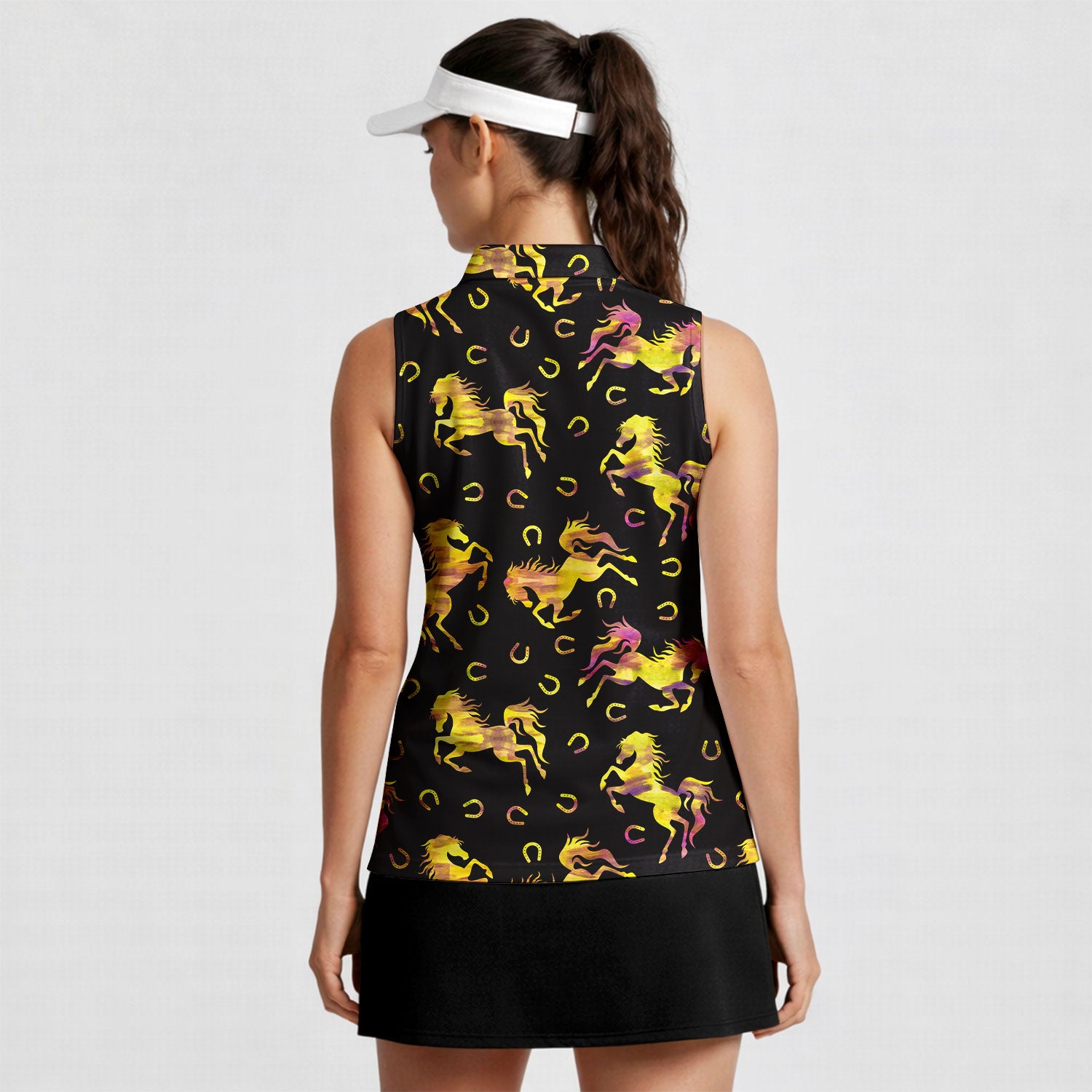 Horse Racing Kentucky Derby-Women Sleeveless Polo Shirt-Gerbera Prints