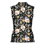 Hippy Bony-Women Sleeveless Polo Shirt-Gerbera Prints