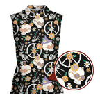 Hippy Bony-Women Sleeveless Polo Shirt-Gerbera Prints