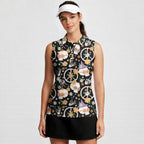 Hippy Bony-Women Sleeveless Polo Shirt-Gerbera Prints
