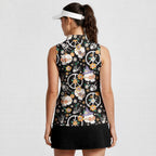 Hippy Bony-Women Sleeveless Polo Shirt-Gerbera Prints