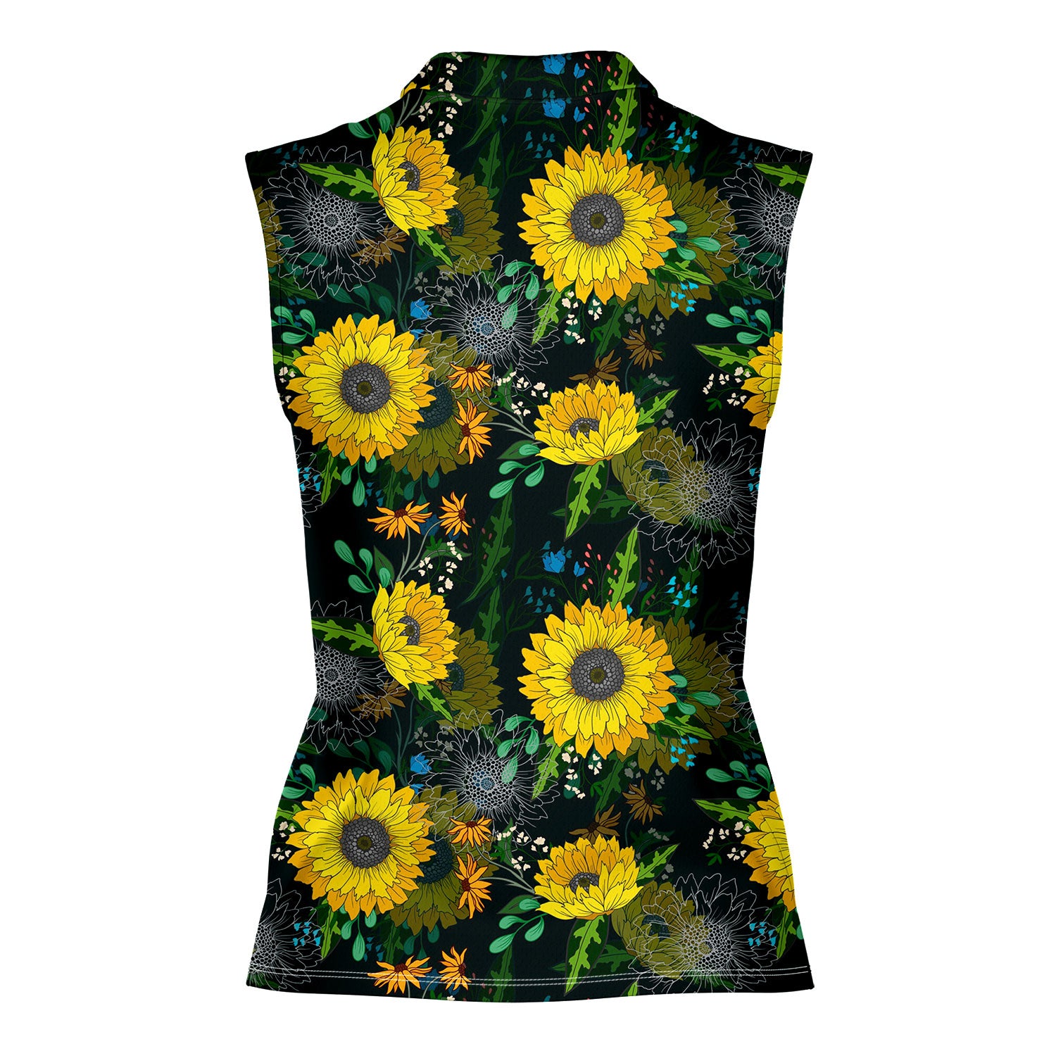 Sunflowers-Women Sleeveless Polo Shirt-Gerbera Prints