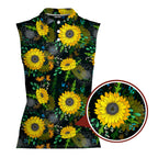 Sunflowers-Women Sleeveless Polo Shirt-Gerbera Prints