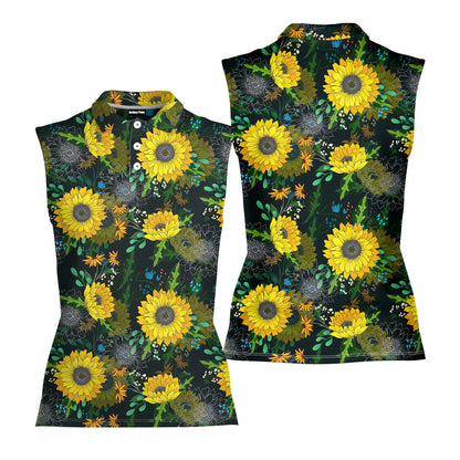 Sunflowers - Ladies Sleeveless Golf Polo Shirt