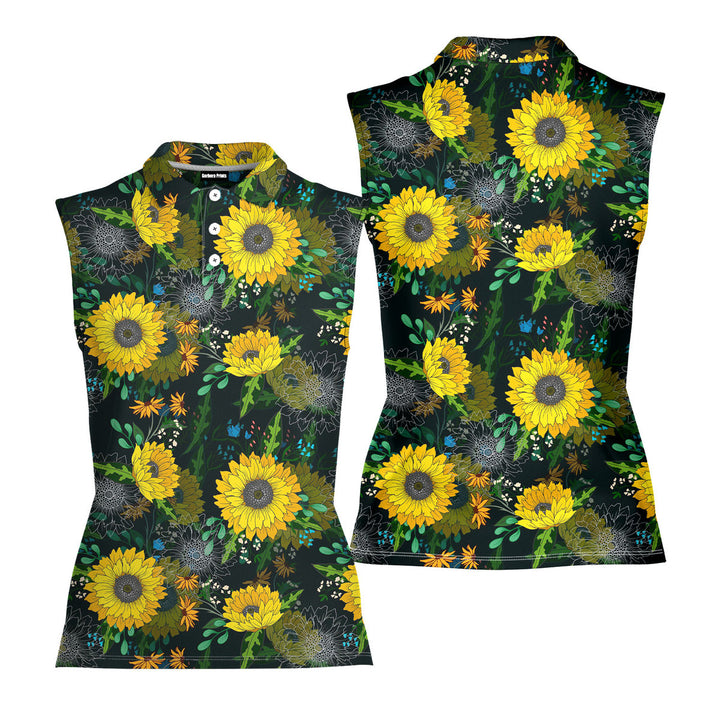 Sunflowers - Ladies Sleeveless Golf Polo Shirt
