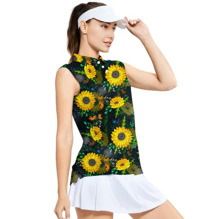Sunflowers - Ladies Sleeveless Golf Polo Shirt