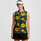Sunflowers-Women Sleeveless Polo Shirt-Gerbera Prints