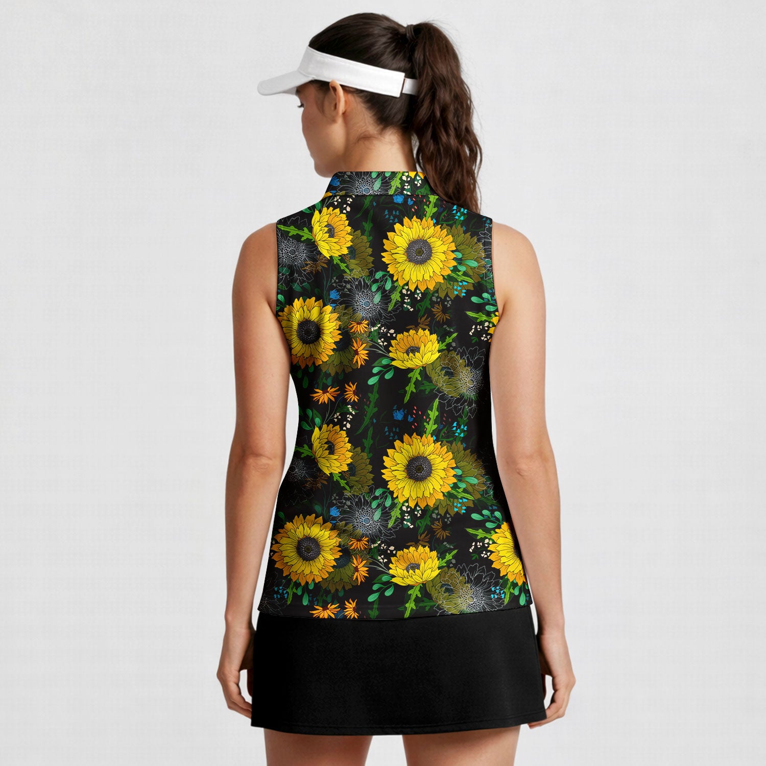 Sunflowers-Women Sleeveless Polo Shirt-Gerbera Prints