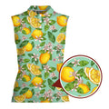 Lemon Tropical-Women Sleeveless Polo Shirt-Gerbera Prints