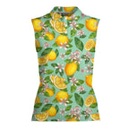 Lemon Tropical-Women Sleeveless Polo Shirt-Gerbera Prints